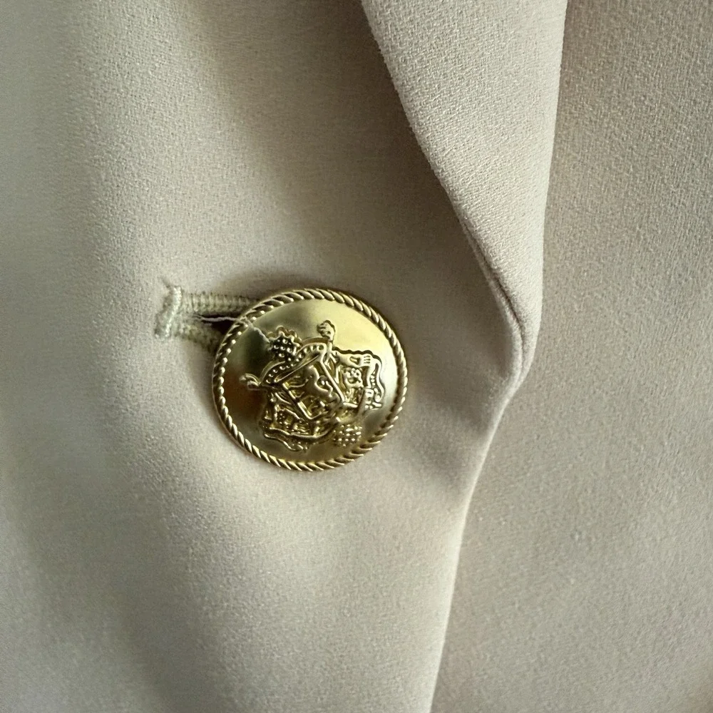 J. Crew Women's Willa City Crepe Blazer Jacket Size 14 Gold Button Light Khaki
